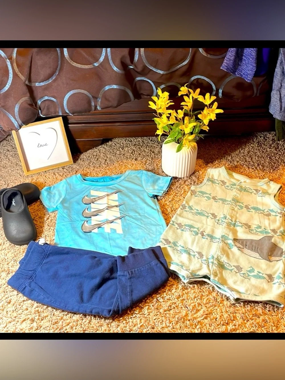 4 Pieces for Baby Boys BUNDLE 18M incl  Authentic Nike Top and cat & Jack CROCS